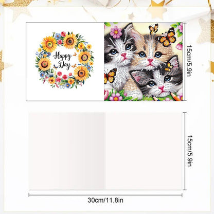 6PCS DIY Animal Pattern Diamond Art Greeting Cards Congratulations Cards & Gifts