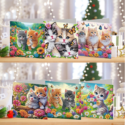 6PCS DIY Animal Pattern Diamond Art Greeting Cards Congratulations Cards & Gifts