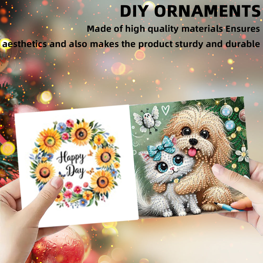 6PCS DIY Animal Pattern Diamond Art Greeting Cards Congratulations Cards & Gifts