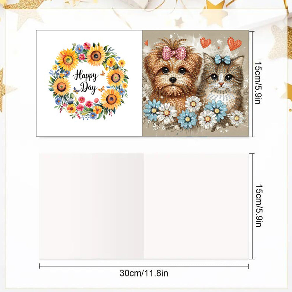 6PCS DIY Animal Pattern Diamond Art Greeting Cards Congratulations Cards & Gifts
