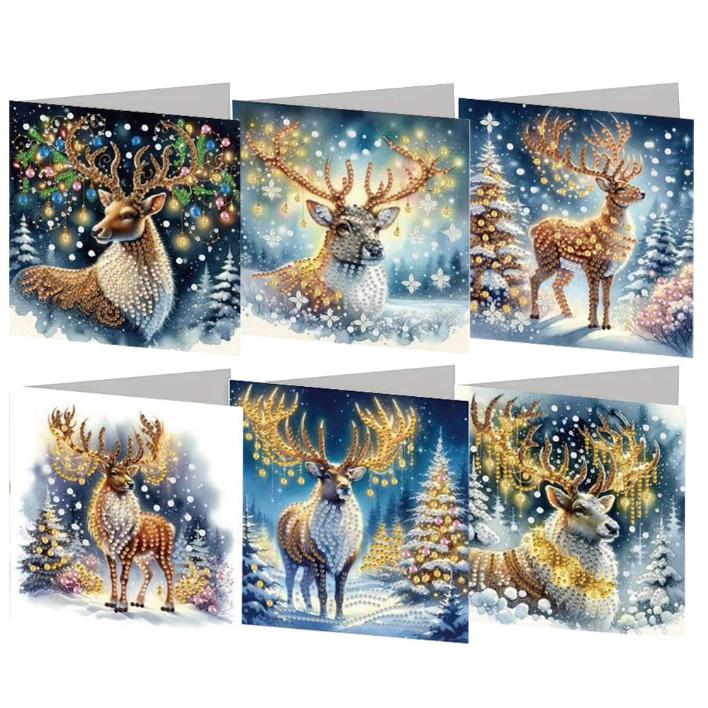 6PCS DIY Animal Pattern Diamond Art Greeting Cards Congratulations Cards & Gifts