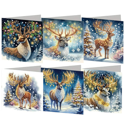 6PCS DIY Animal Pattern Diamond Art Greeting Cards Congratulations Cards & Gifts