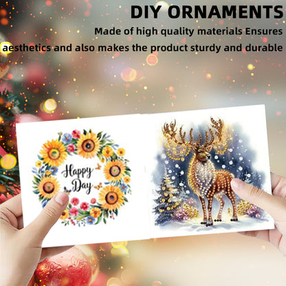 6PCS DIY Animal Pattern Diamond Art Greeting Cards Congratulations Cards & Gifts