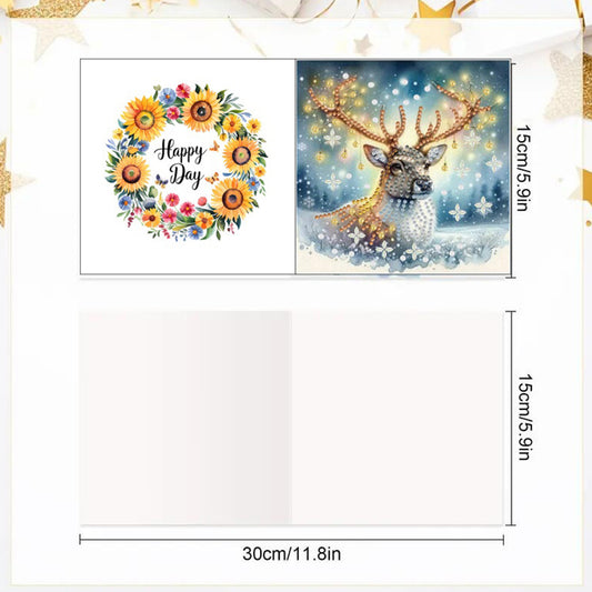 6PCS DIY Animal Pattern Diamond Art Greeting Cards Congratulations Cards & Gifts