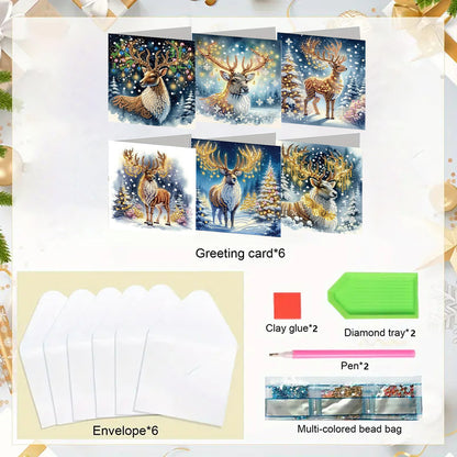 6PCS DIY Animal Pattern Diamond Art Greeting Cards Congratulations Cards & Gifts