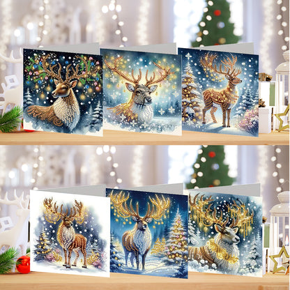 6PCS DIY Animal Pattern Diamond Art Greeting Cards Congratulations Cards & Gifts