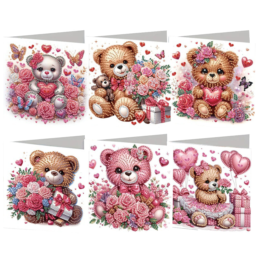 6PCS DIY Animal Pattern Diamond Art Greeting Cards Congratulations Cards & Gifts