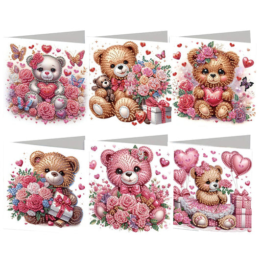 6PCS DIY Animal Pattern Diamond Art Greeting Cards Congratulations Cards & Gifts