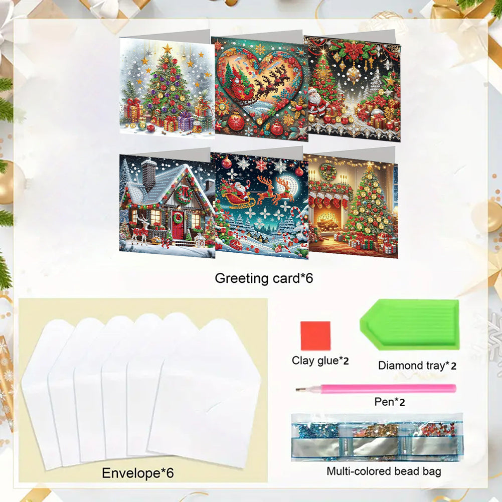 6PCS DIY Animal Pattern Diamond Art Greeting Cards Congratulations Cards & Gifts