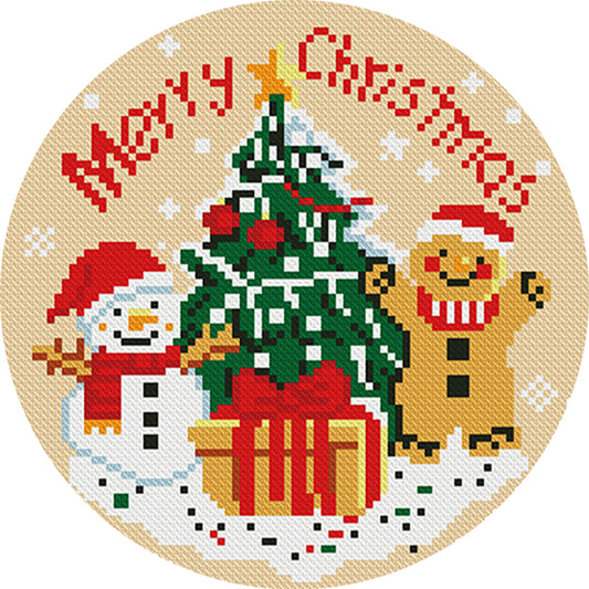 Christmas Snowman - 11CT Stamped Cross Stitch 24*24CM(Mona Lisa Brand)