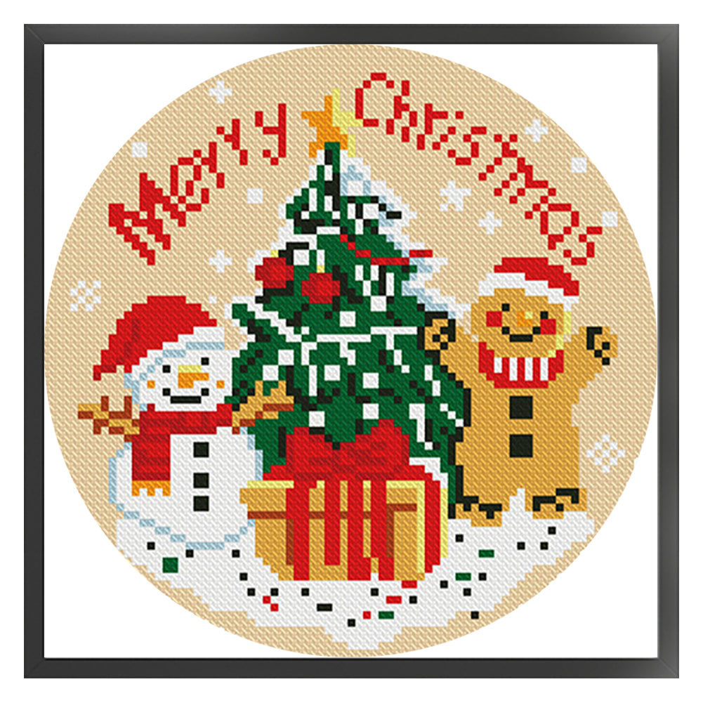Christmas Snowman - 11CT Stamped Cross Stitch 24*24CM(Mona Lisa Brand)