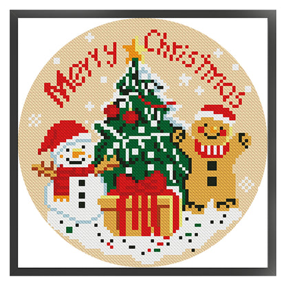 Christmas Snowman - 11CT Stamped Cross Stitch 24*24CM(Mona Lisa Brand)