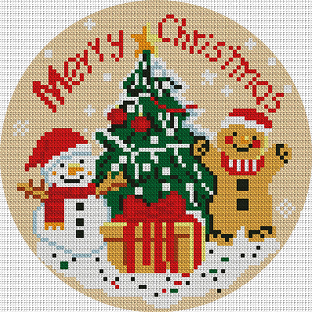 Christmas Snowman - 11CT Stamped Cross Stitch 24*24CM(Mona Lisa Brand)