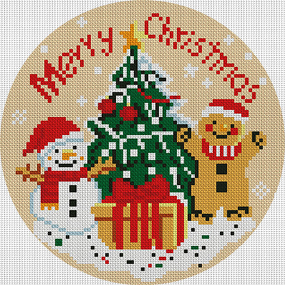 Christmas Snowman - 11CT Stamped Cross Stitch 24*24CM(Mona Lisa Brand)