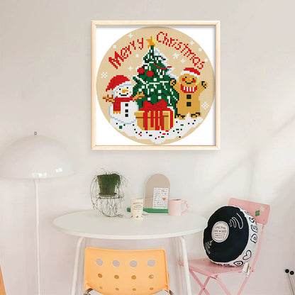 Christmas Snowman - 11CT Stamped Cross Stitch 24*24CM(Mona Lisa Brand)