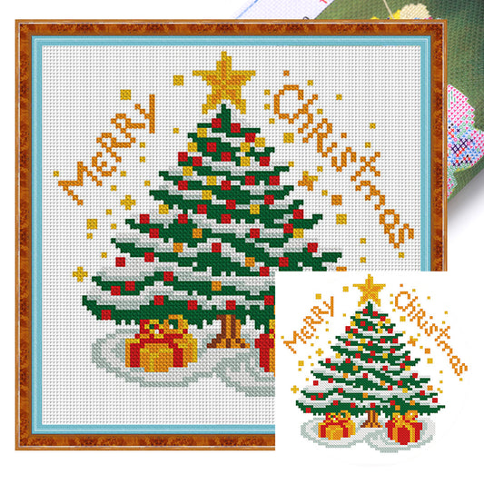 Christmas Cedar - 11CT Stamped Cross Stitch 24*24CM(Mona Lisa Brand)