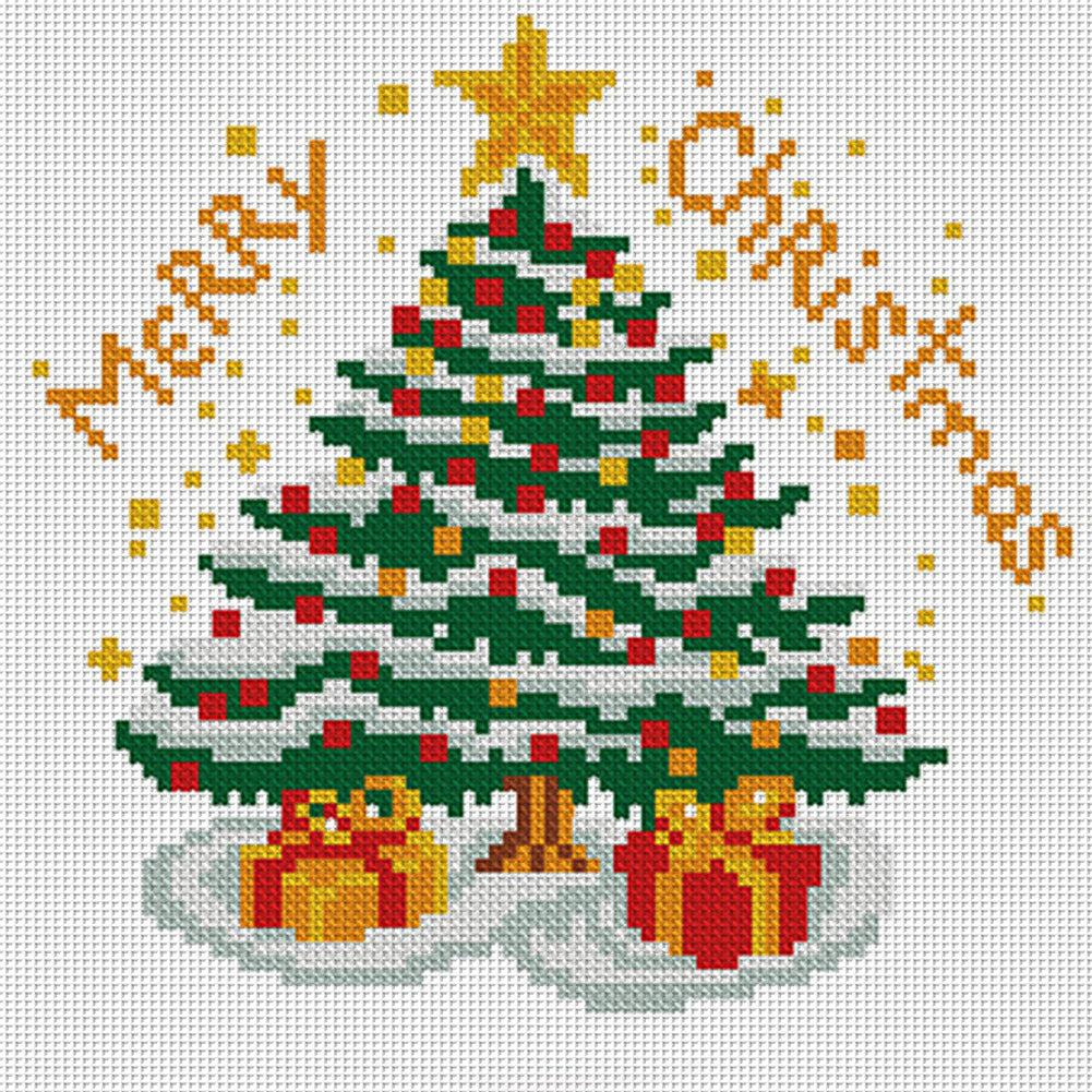 Christmas Cedar - 11CT Stamped Cross Stitch 24*24CM(Mona Lisa Brand)