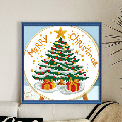Christmas Cedar - 11CT Stamped Cross Stitch 24*24CM(Mona Lisa Brand)