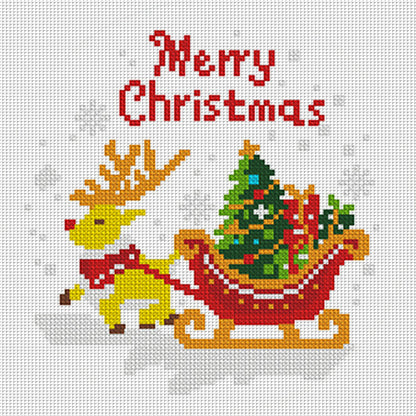 Christmas Elk Gift - 11CT Stamped Cross Stitch 24*24CM(Mona Lisa Brand)