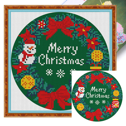 Merry Christmas Letter - 11CT Stamped Cross Stitch 24*24CM(Mona Lisa Brand)