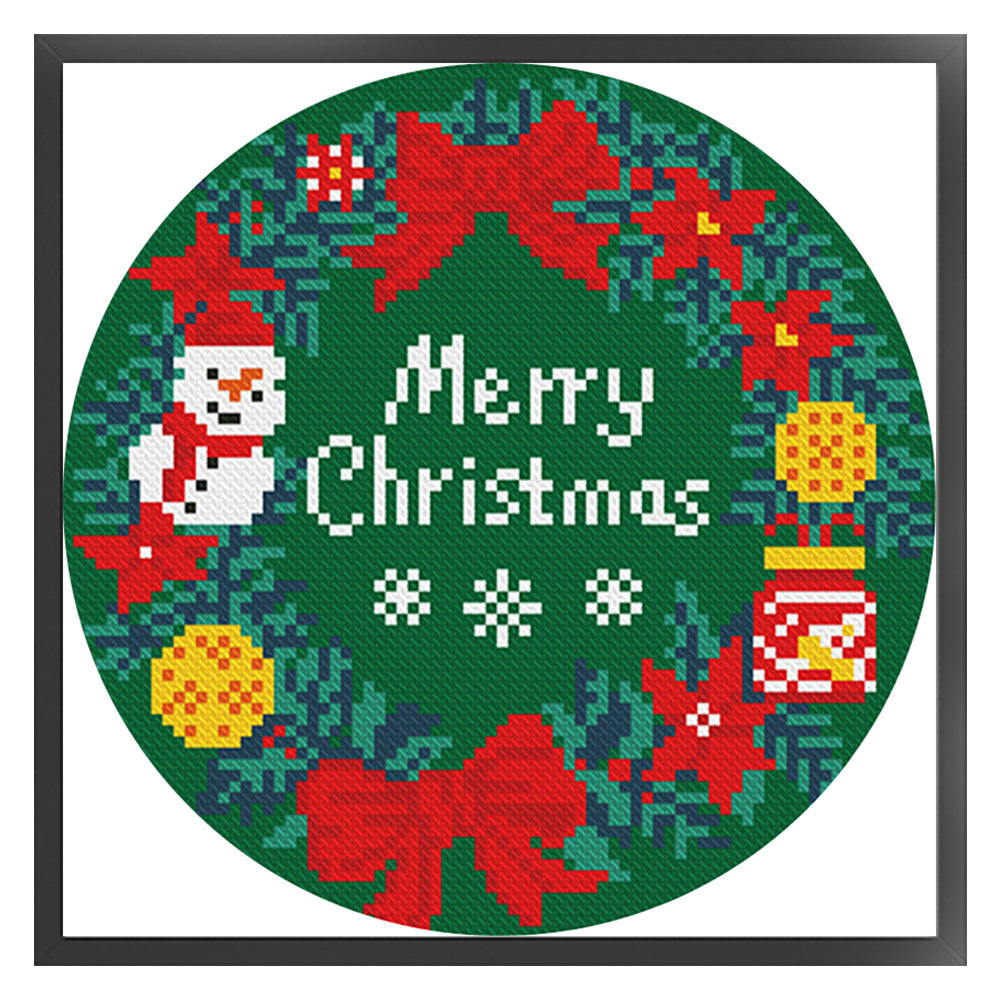 Merry Christmas Letter - 11CT Stamped Cross Stitch 24*24CM(Mona Lisa Brand)