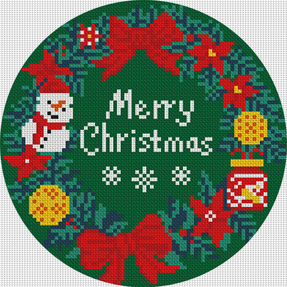 Merry Christmas Letter - 11CT Stamped Cross Stitch 24*24CM(Mona Lisa Brand)