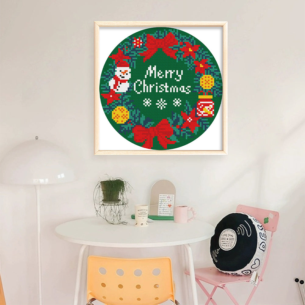 Merry Christmas Letter - 11CT Stamped Cross Stitch 24*24CM(Mona Lisa Brand)