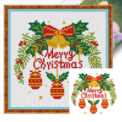 Christmas Bells - 11CT Stamped Cross Stitch 24*24CM(Mona Lisa Brand)
