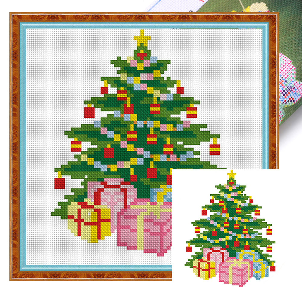 Christmas Tree Bells - 11CT Stamped Cross Stitch 24*24CM(Mona Lisa Brand)