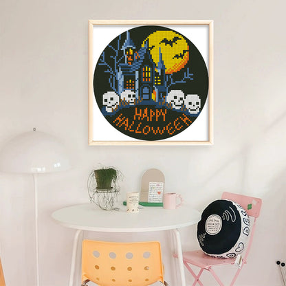 Halloween Haunted House - 11CT Stamped Cross Stitch 24*24CM(Mona Lisa Brand)