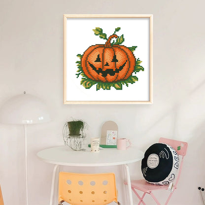 Halloween Pumpkin - 11CT Stamped Cross Stitch 24*24CM(Mona Lisa Brand)