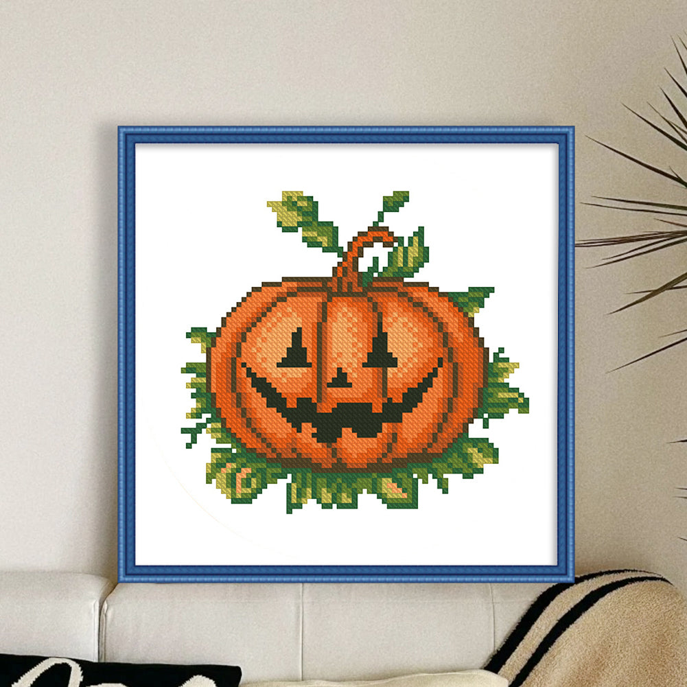 Halloween Pumpkin - 11CT Stamped Cross Stitch 24*24CM(Mona Lisa Brand)