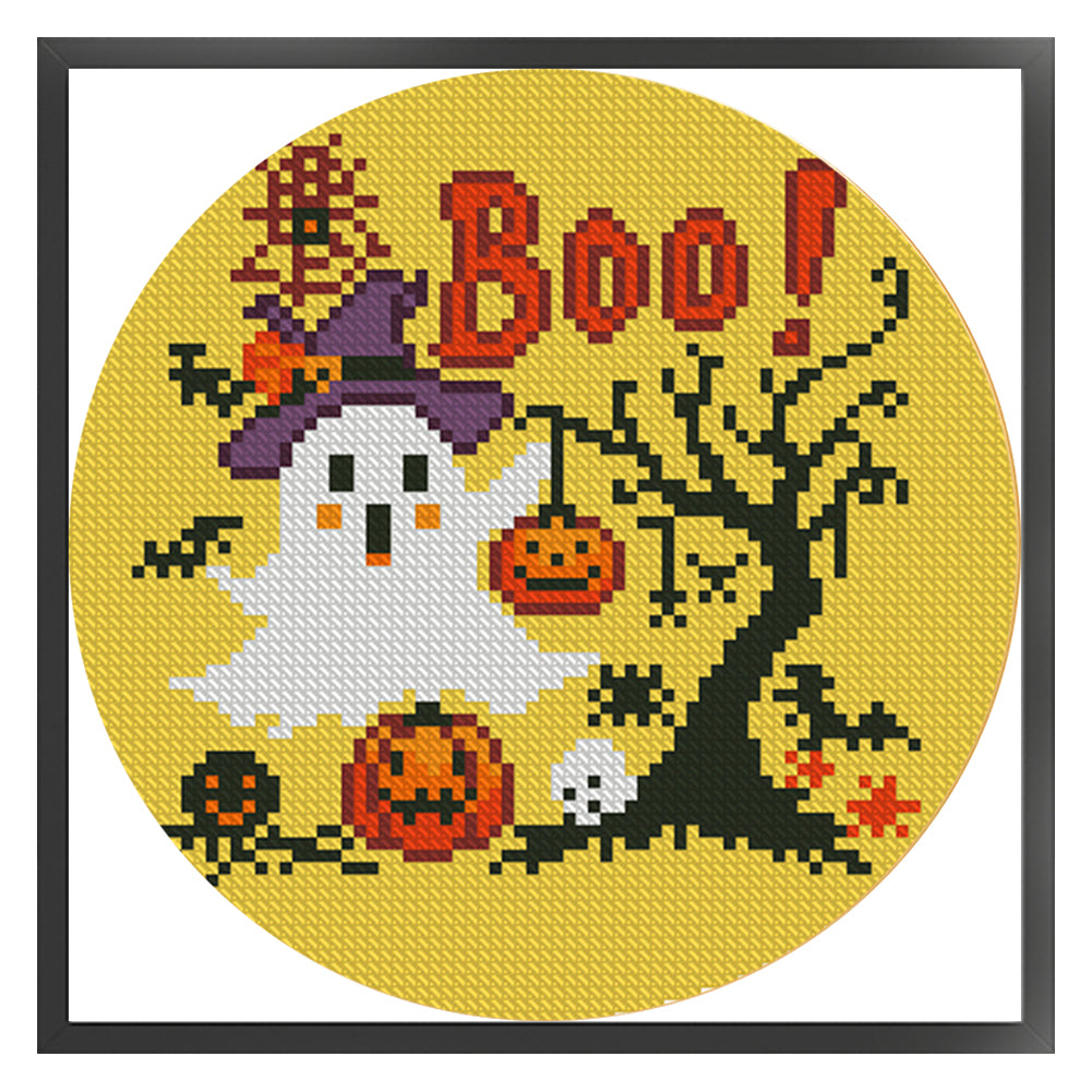 Halloween Ghost - 11CT Stamped Cross Stitch 24*24CM(Mona Lisa Brand)