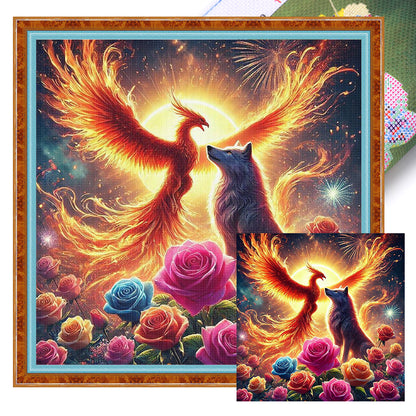 Phoenix And Wolf - 11CT Stamped Cross Stitch 40*40CM