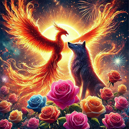 Phoenix And Wolf - 11CT Stamped Cross Stitch 40*40CM