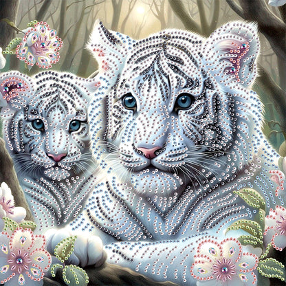 White Tiger - Special Shaped Drill Diamond Painting 30*30CM