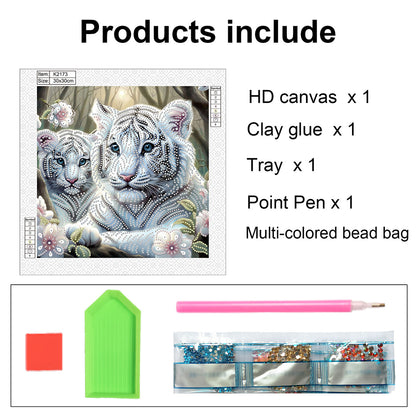 White Tiger - Special Shaped Drill Diamond Painting 30*30CM