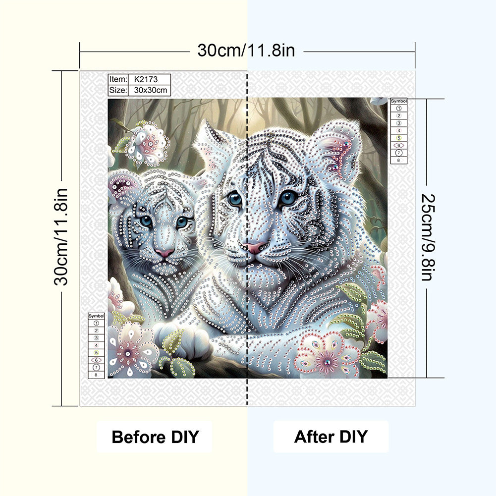 White Tiger - Special Shaped Drill Diamond Painting 30*30CM