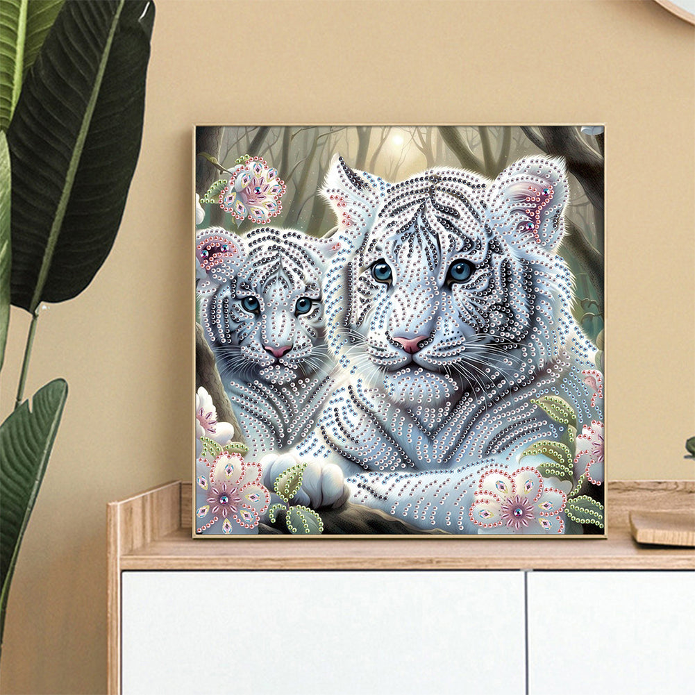White Tiger - Special Shaped Drill Diamond Painting 30*30CM