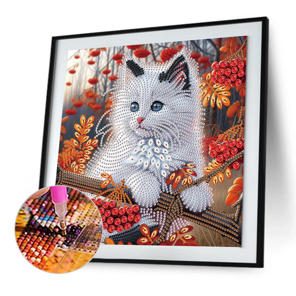 White Cat - Special Shaped Drill Diamond Painting 30*30CM