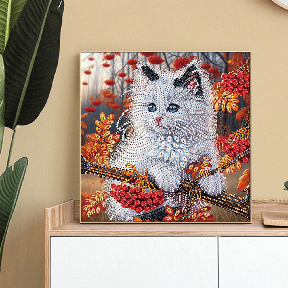 White Cat - Special Shaped Drill Diamond Painting 30*30CM