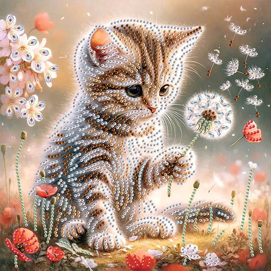 Dandelion Cat - Special Shaped Drill Diamond Painting 30*30CM