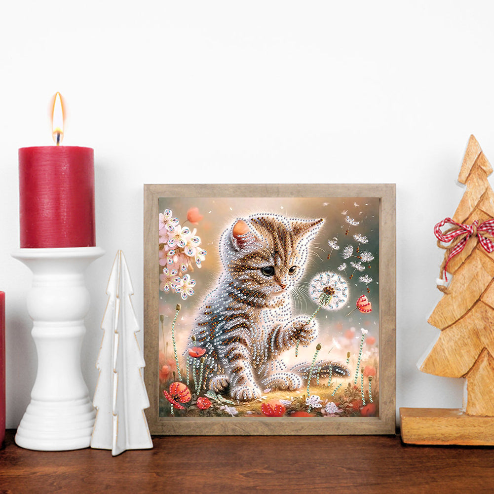 Dandelion Cat - Special Shaped Drill Diamond Painting 30*30CM