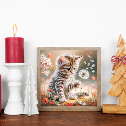 Dandelion Cat - Special Shaped Drill Diamond Painting 30*30CM