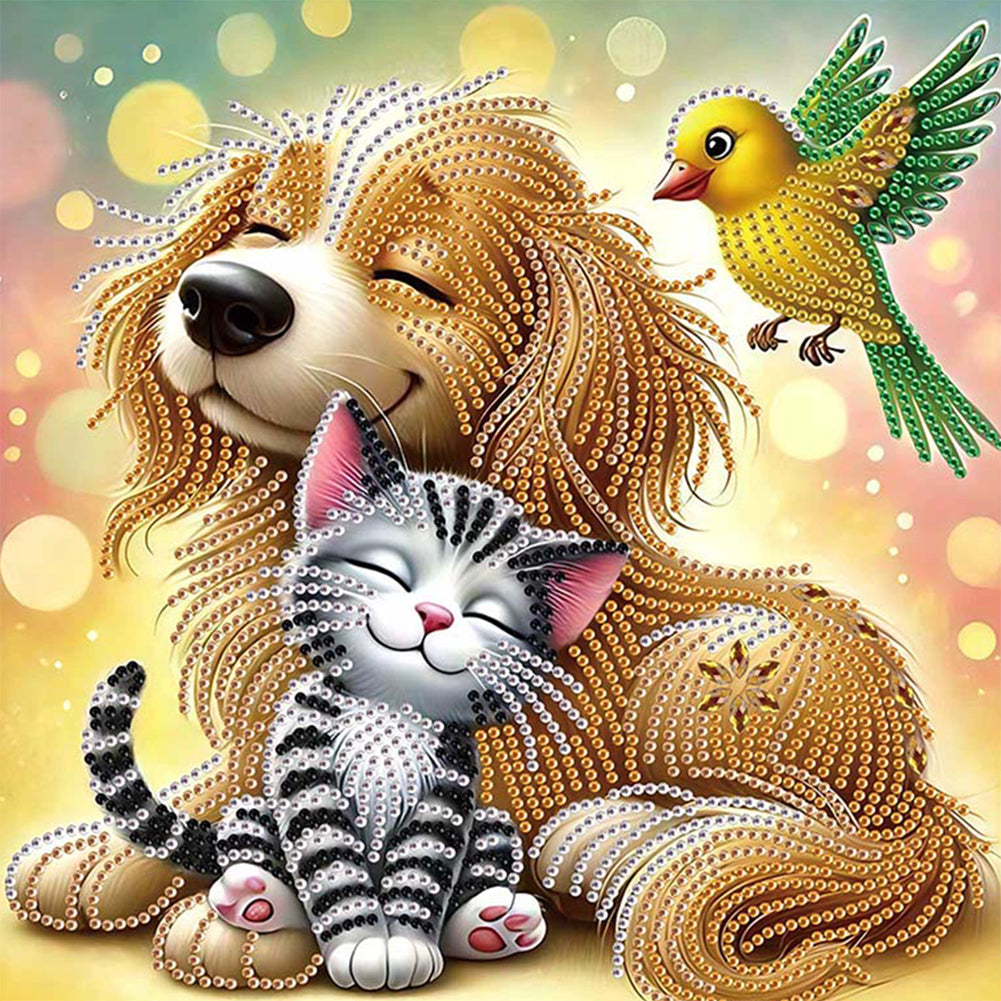 Friendly Cats And Dogs - Special Shaped Drill Diamond Painting 30*30CM