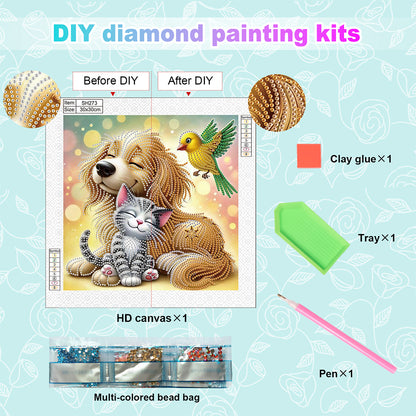 Friendly Cats And Dogs - Special Shaped Drill Diamond Painting 30*30CM