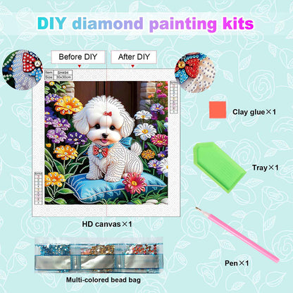White Puppy - Special Shaped Drill Diamond Painting 30*30CM