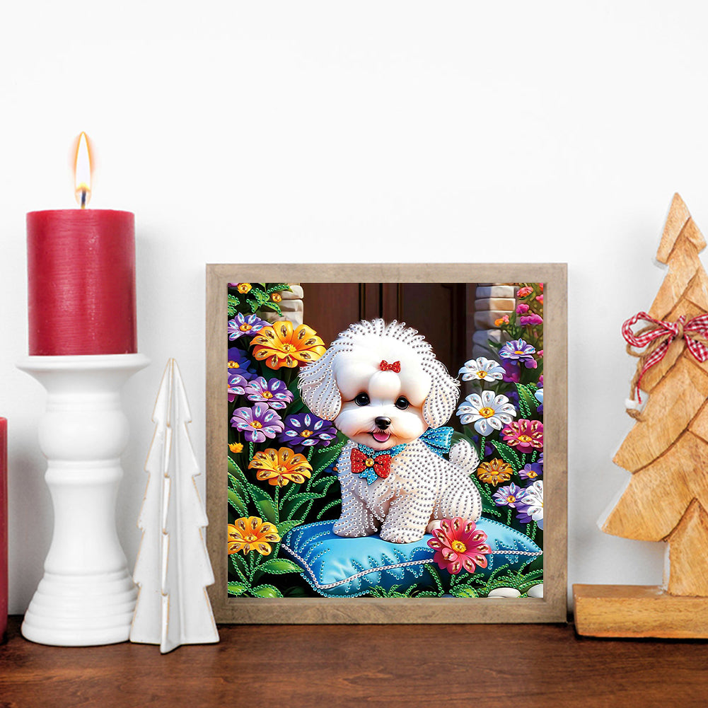 White Puppy - Special Shaped Drill Diamond Painting 30*30CM