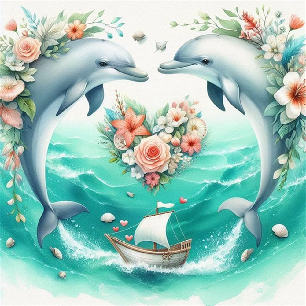 Dolphin - 11CT Stamped Cross Stitch 40*40CM