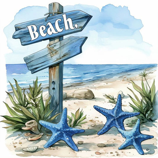 Beach Sign - 11CT Stamped Cross Stitch 40*40CM